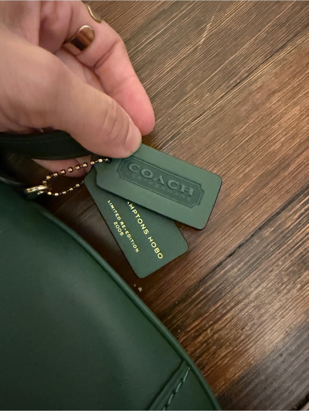 Coach Green Leather Shoulder Hampton hobo Bag with Gold Hardware - Picture 5 of 5
